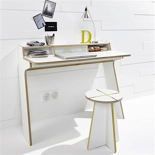 slope console desk against wall multiplex wood